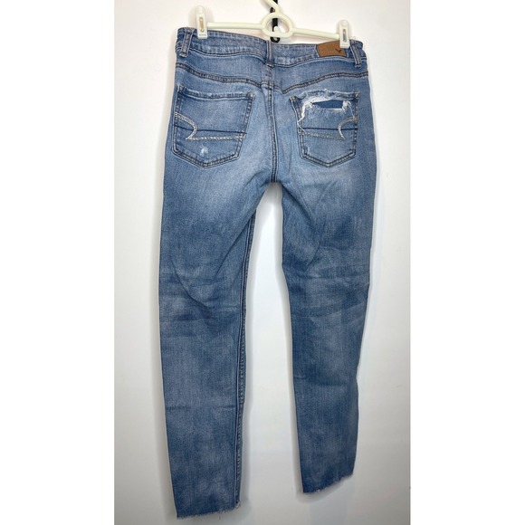 American Eagle Stretch Tomgirl Jeans Distressed Size 0 Regular - Picture 2 of 7